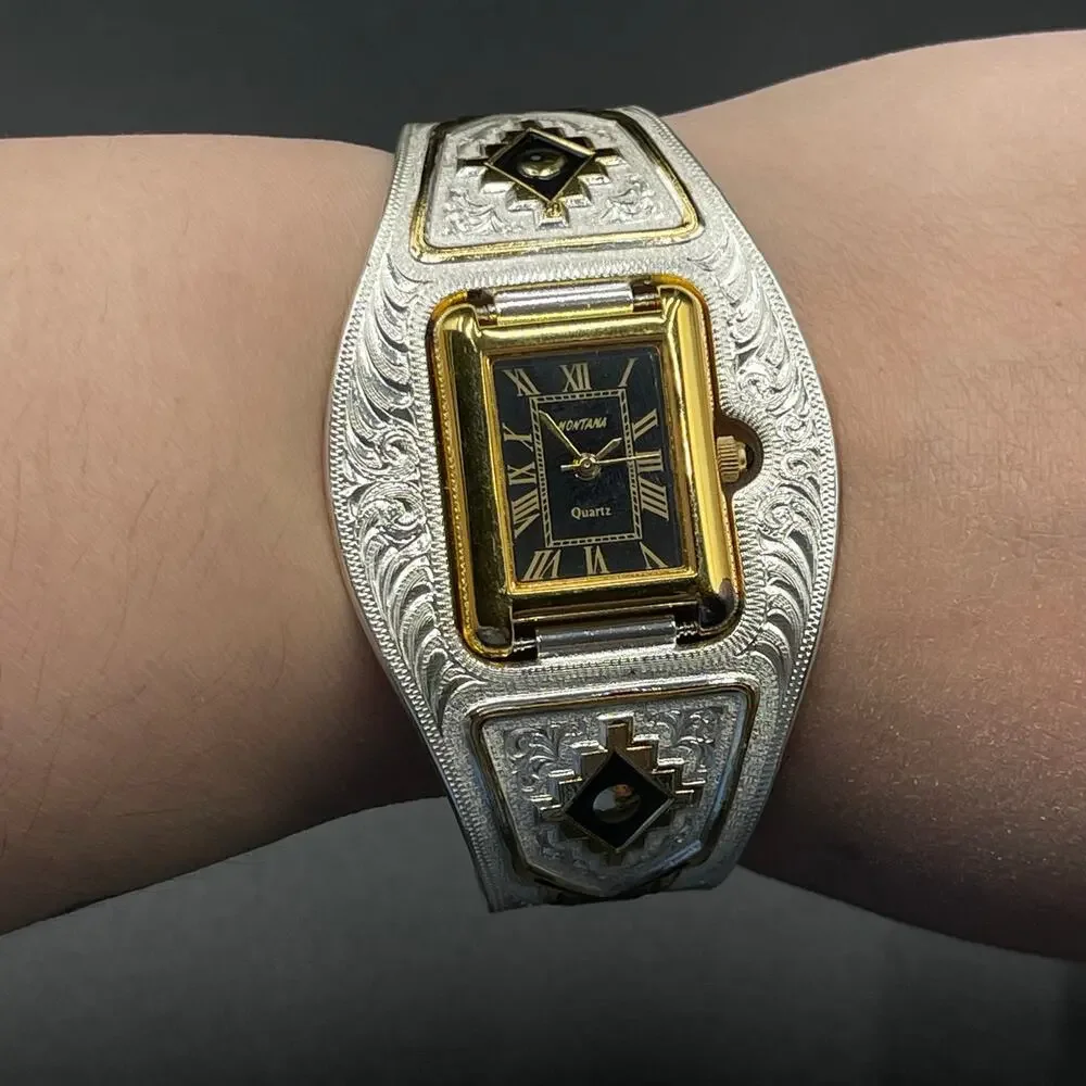 Montana Silversmiths Cuff Watch Southwest Aztec Western Vtg Brand New in Box